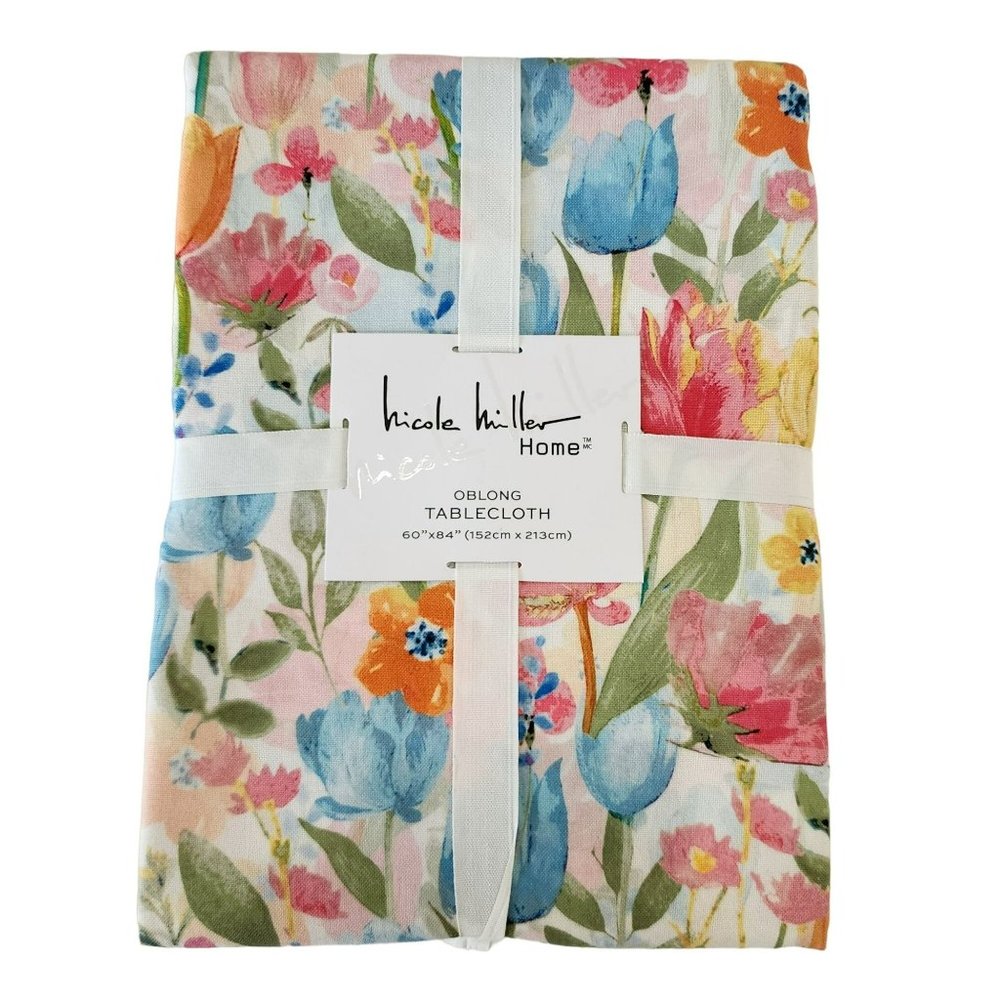 Nicole Miller Pastel Tulips Tablecloth 60x84in Oblong‎